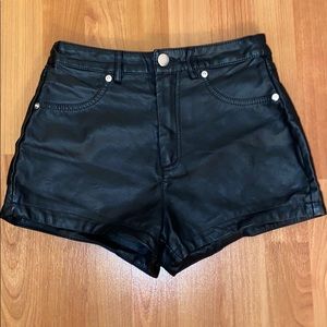 Pleather high waisted shorts
